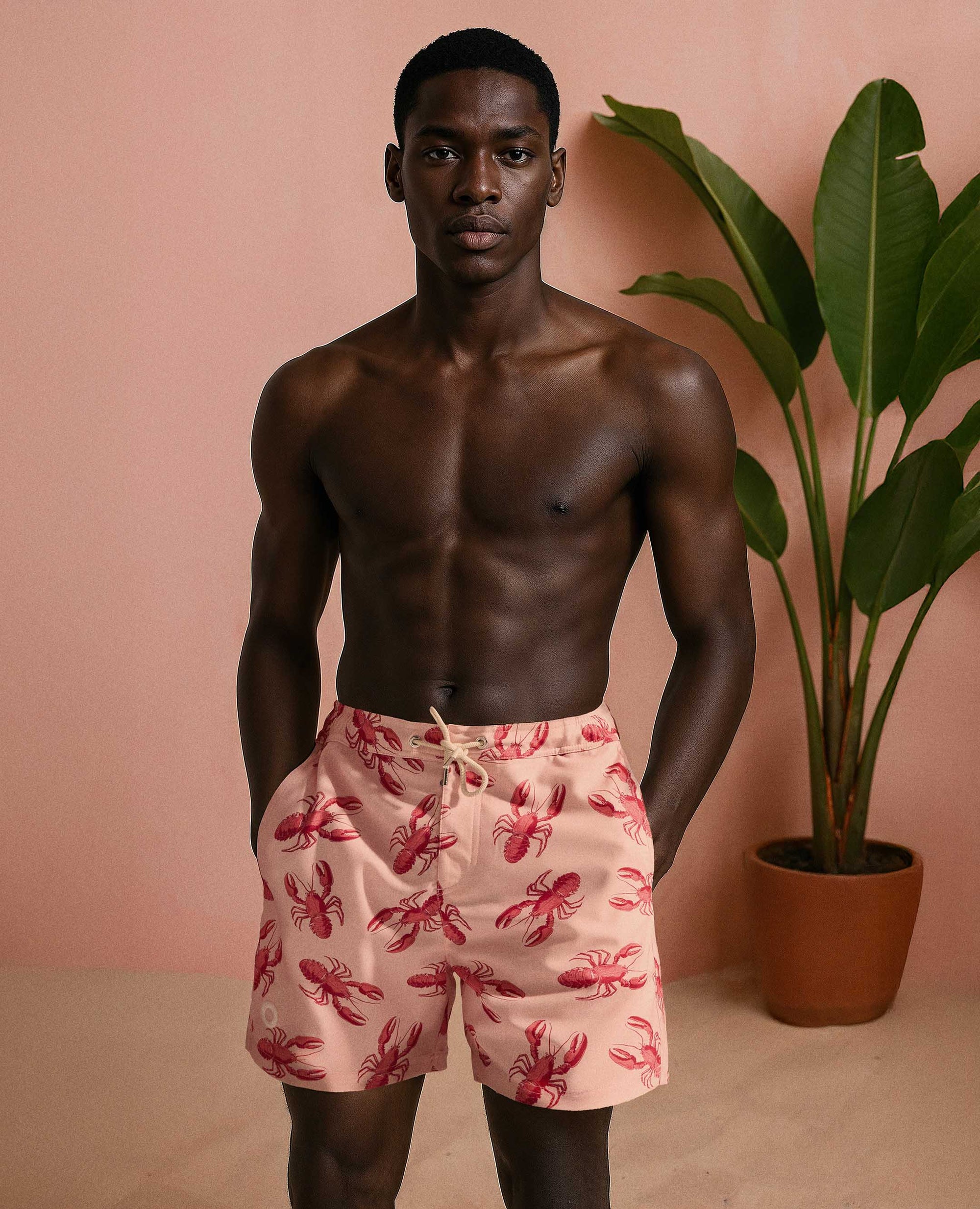 The Merino Swim Shorts - Pink Lobster