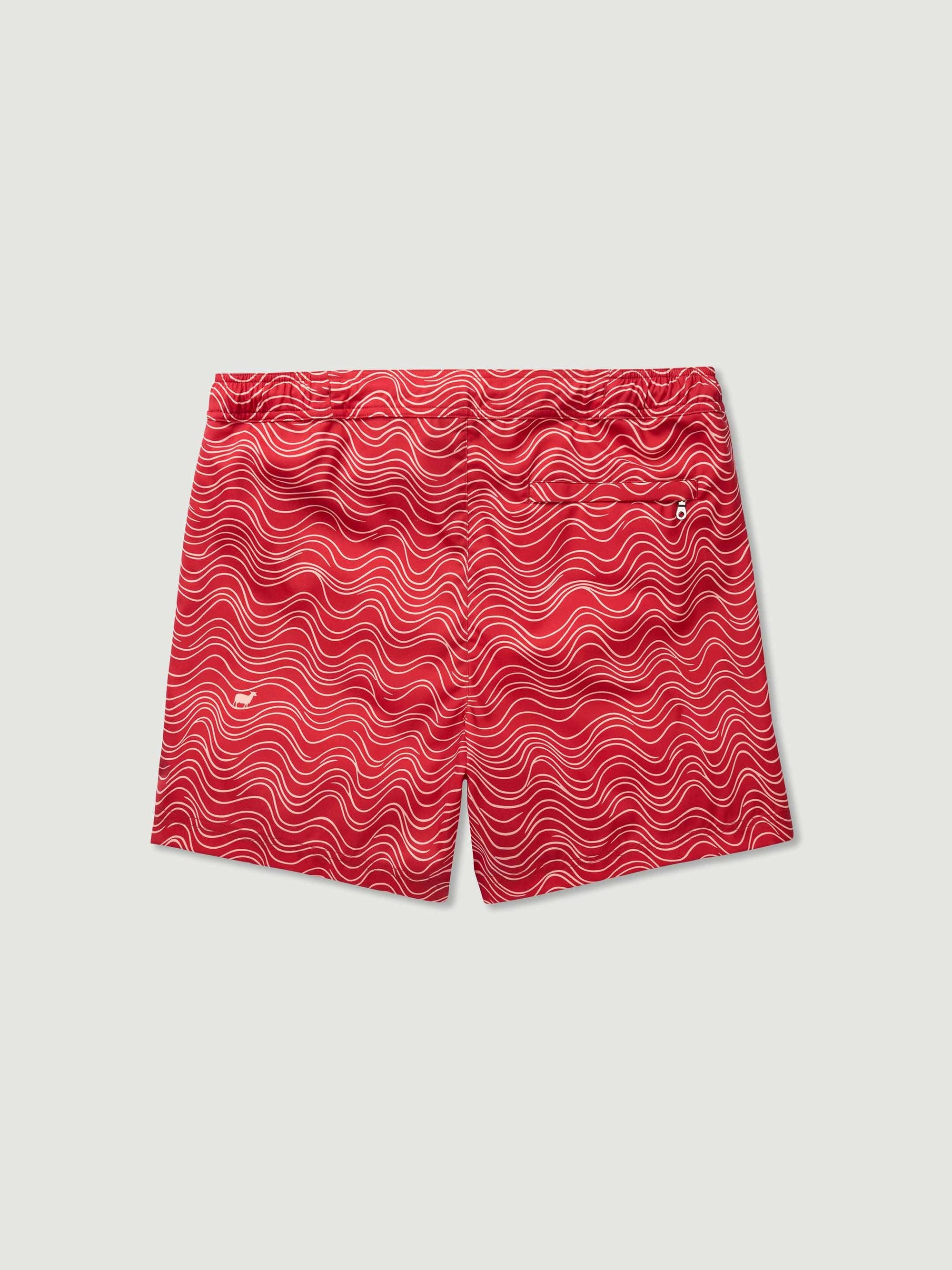 The Merino Swim Shorts - Crimson Current