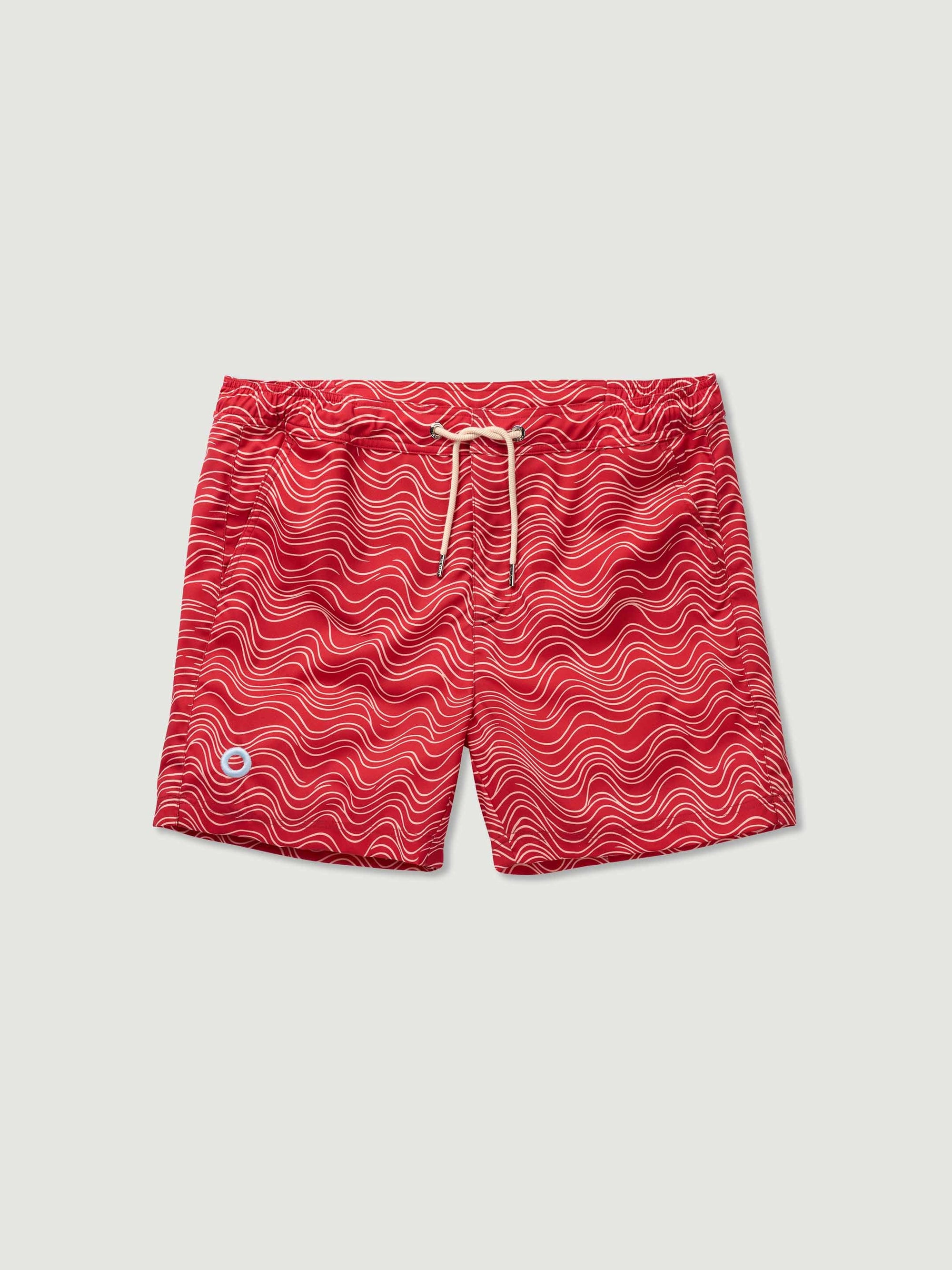 The Merino Swim Shorts - Crimson Current
