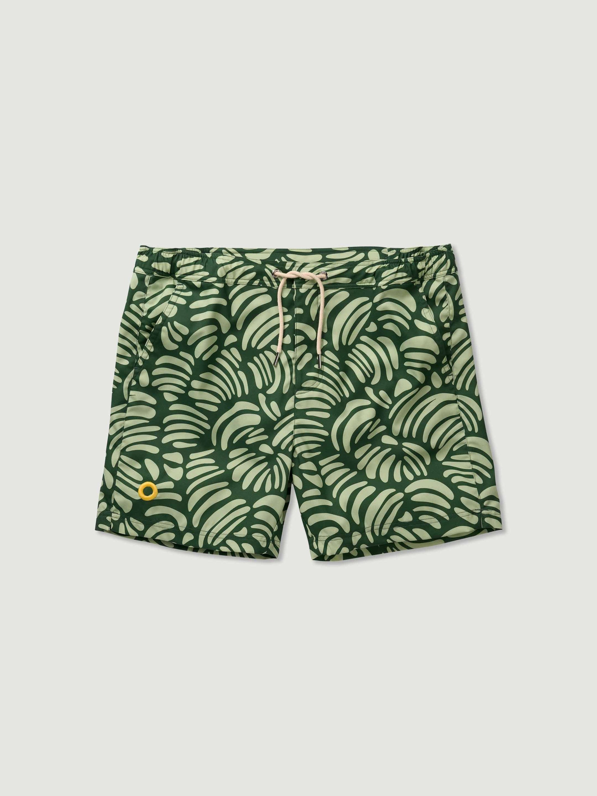 The Merino Swim Shorts - Green Tropic
